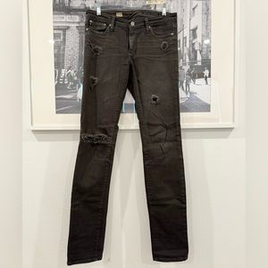 AG Adriano Goldschmied Distressed Straight Black Denim Jeans | 28